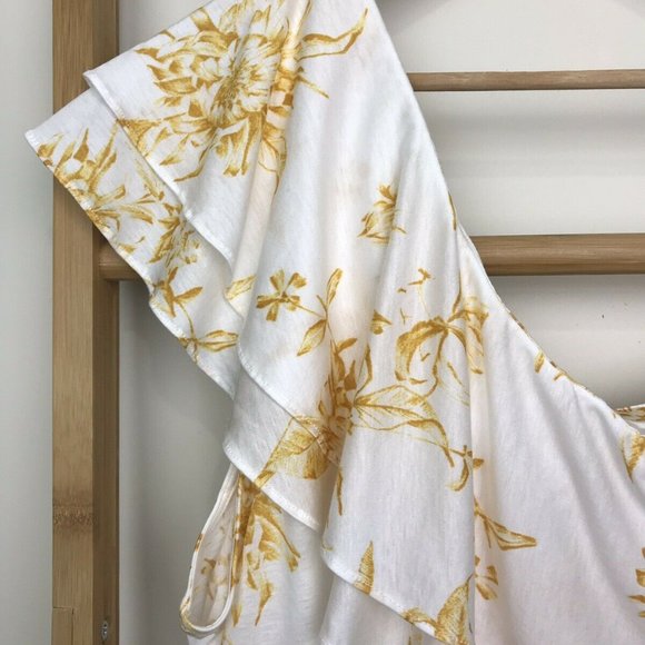 SOLD Witchery Yellow Floral Print Top XL - Picture 4 of 12